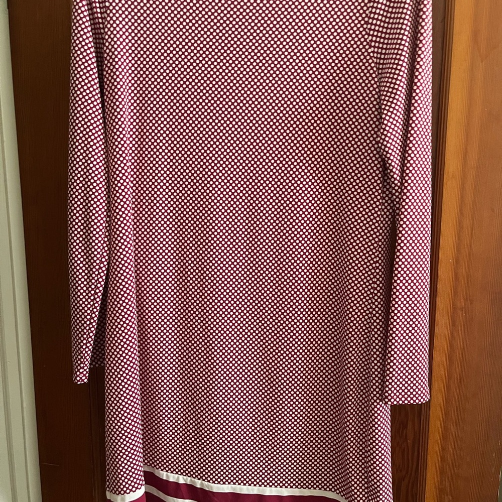 Red and White Patterned Long Sleeve Dress